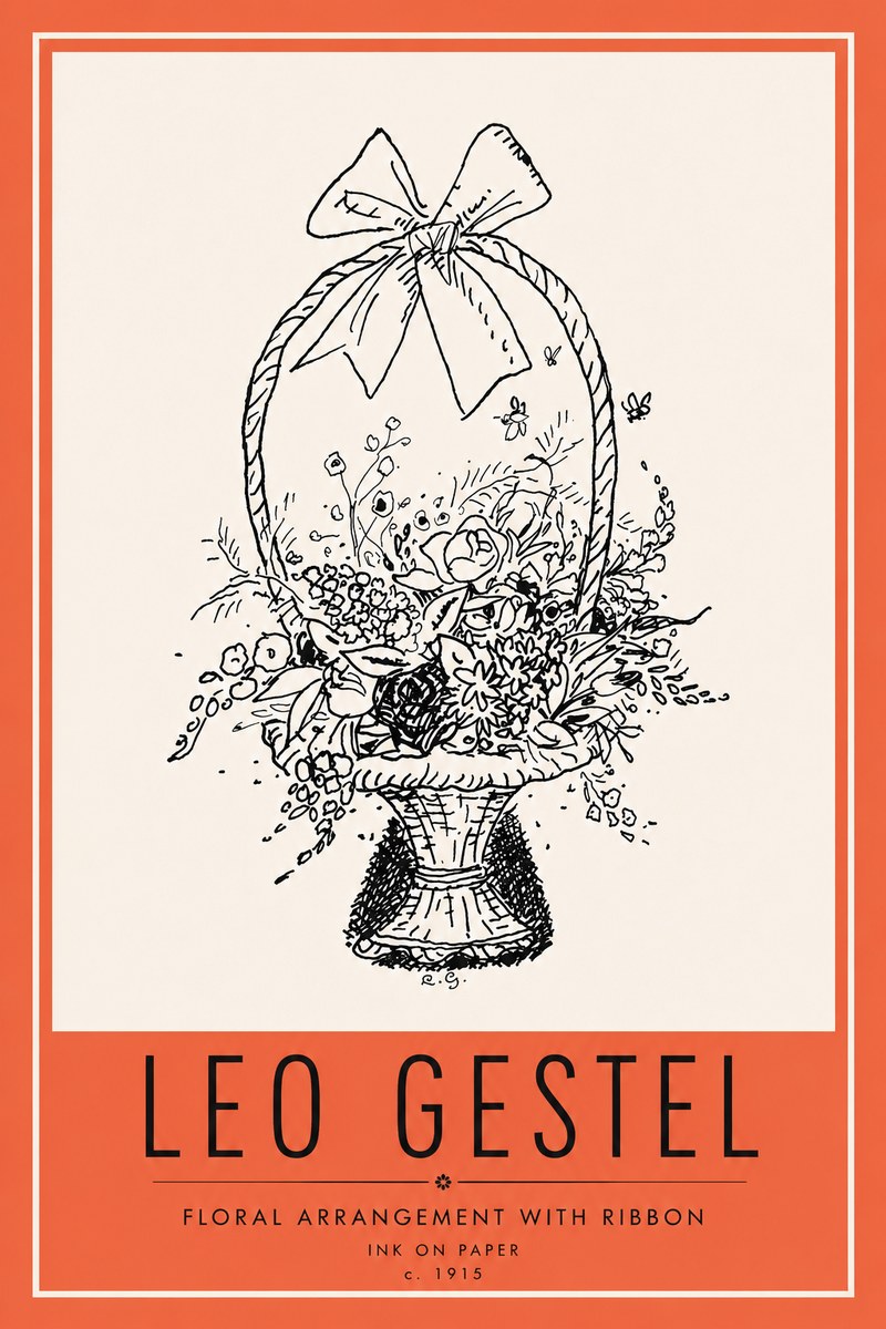Leo Gestel Floral Arrangement with Ribbon No6 - Affiche