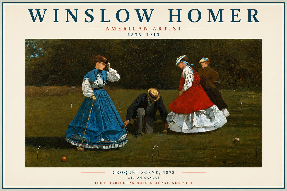 Winslow Homer Croquet Scene No4 - Affiche