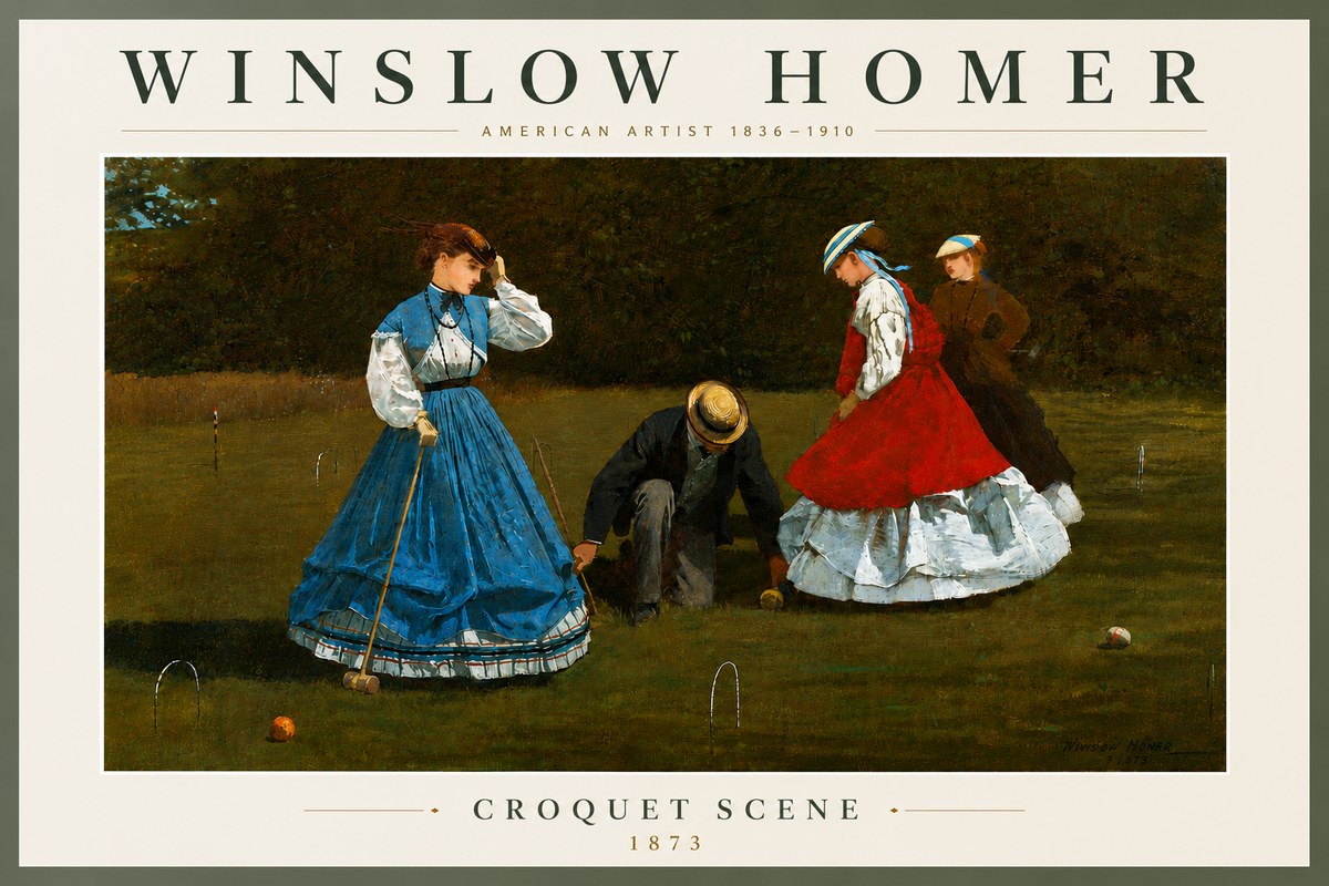 Winslow Homer Croquet Scene No5 - Affiche