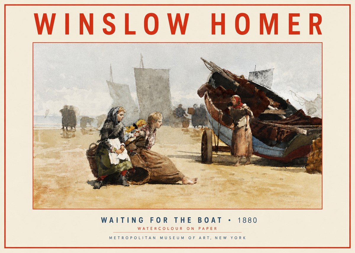 Winslow Homer Waiting for the Boat No3 - Affiche