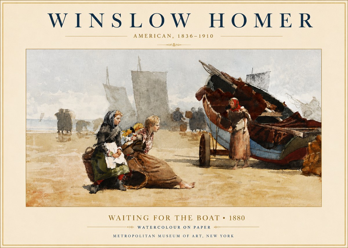 Winslow Homer Waiting for the Boat No4 - Affiche