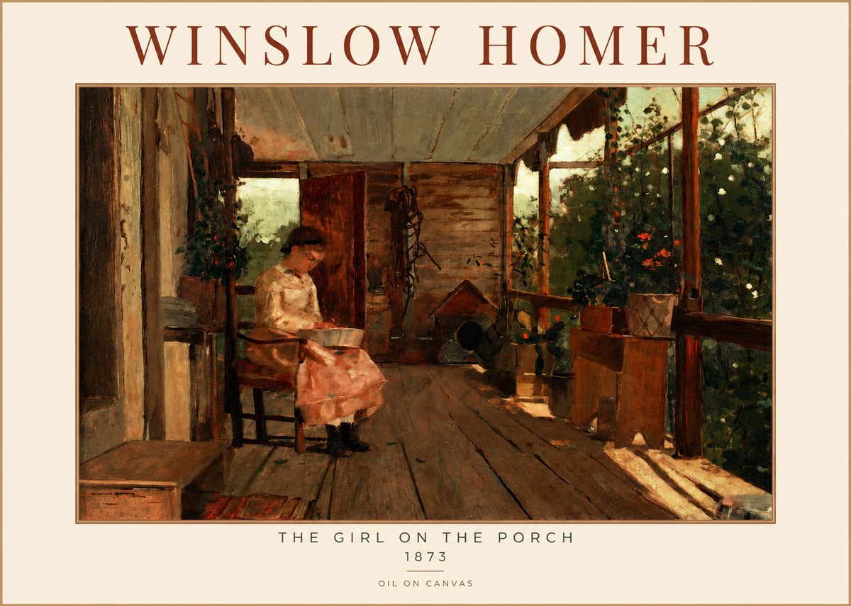 Winslow Homer The Girl on the Porch No2 - Affiche