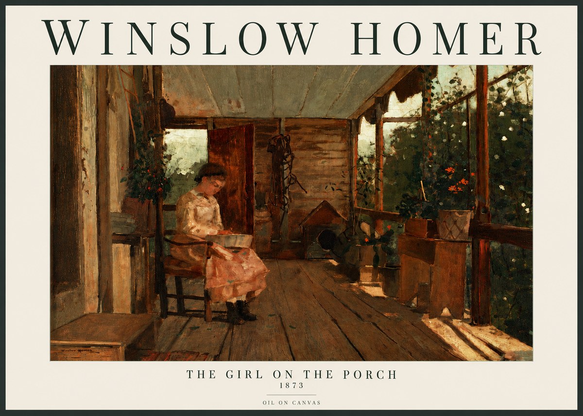 Winslow Homer The Girl on the Porch No3 - Affiche