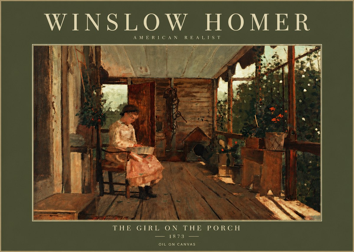 Winslow Homer The Girl on the Porch No5 - Affiche