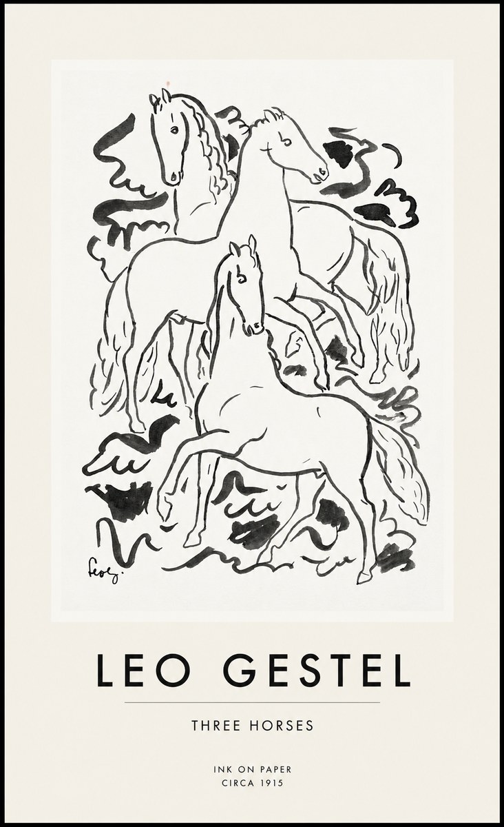 Leo Gestel Three Horses No1 - Affiche