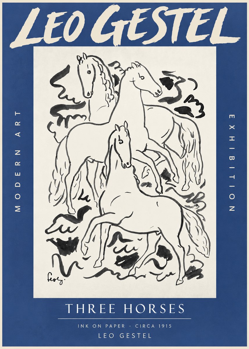 Leo Gestel Three Horses No3 - Affiche