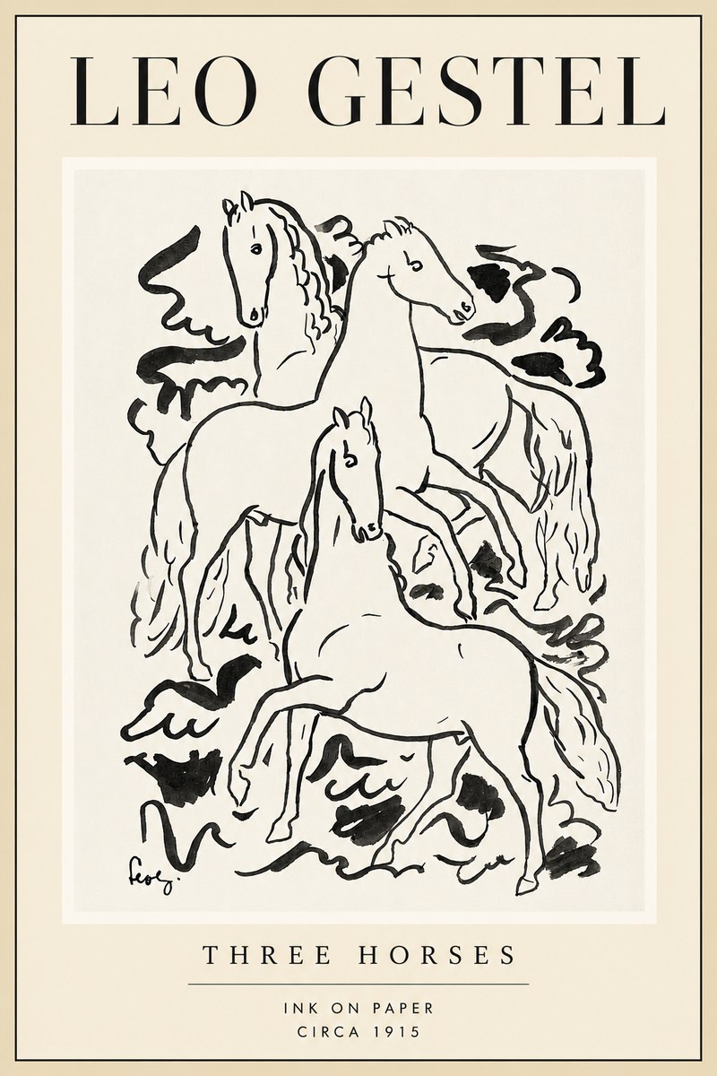 Leo Gestel Three Horses No4 - Affiche