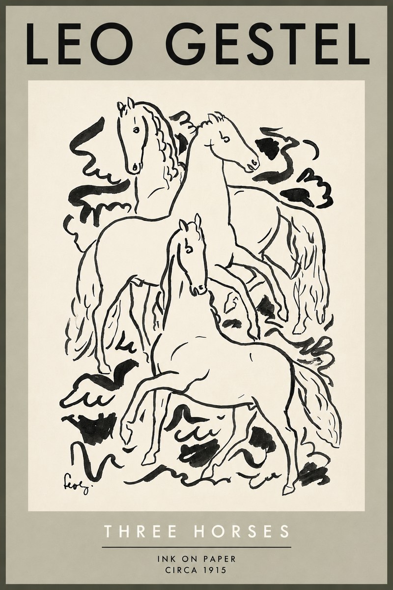 Leo Gestel Three Horses No5 - Affiche