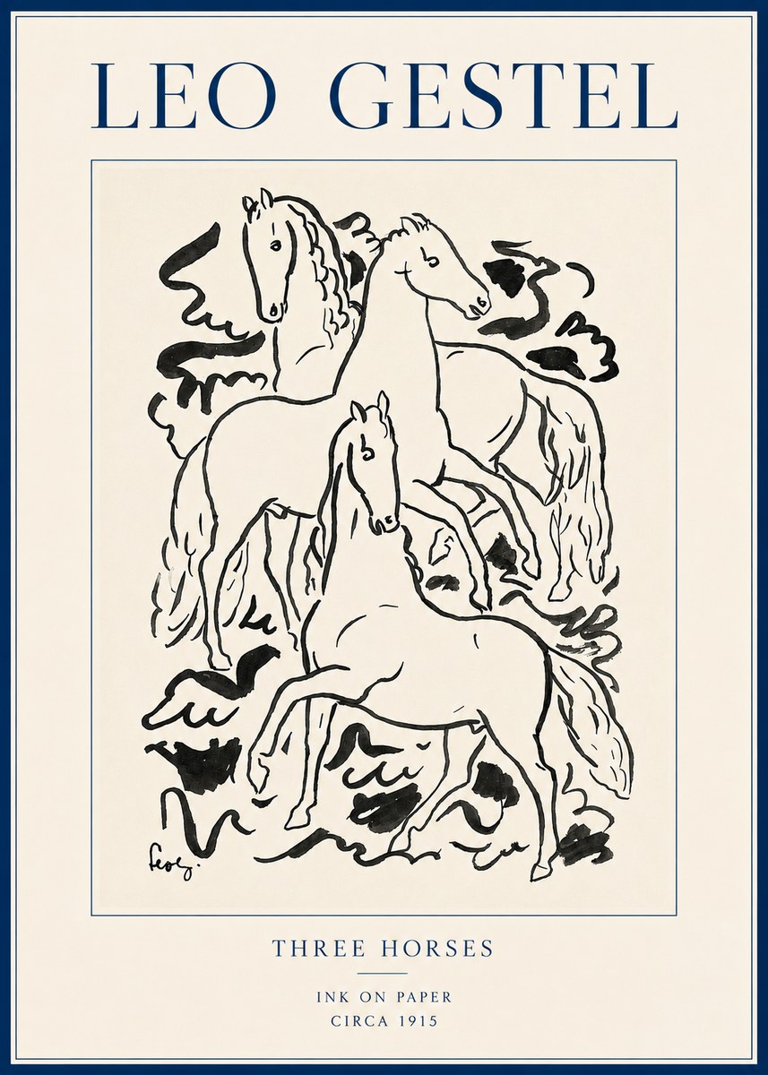 Leo Gestel Three Horses No6 - Affiche
