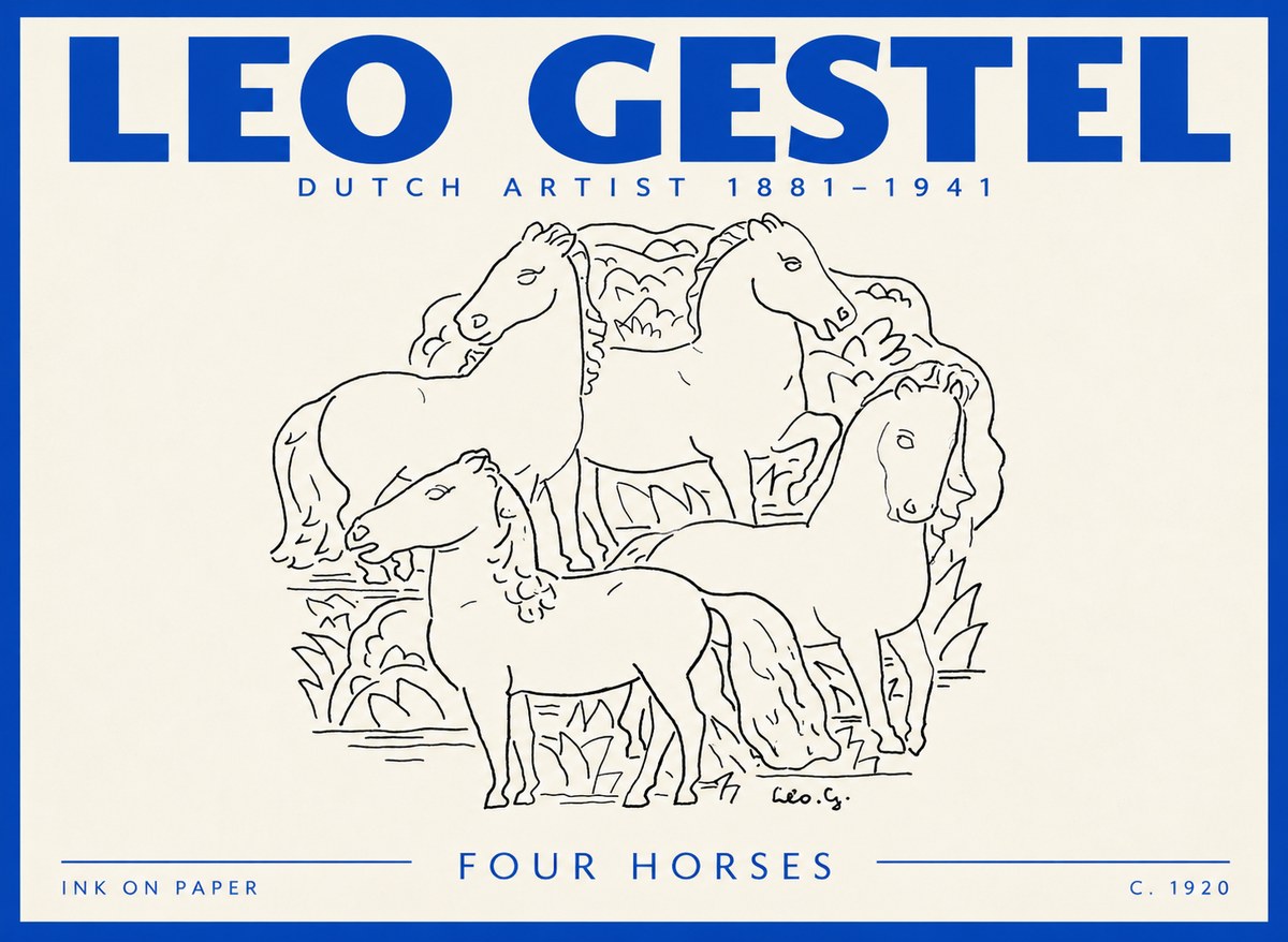 Leo Gestel Four Horses No2 - Affiche