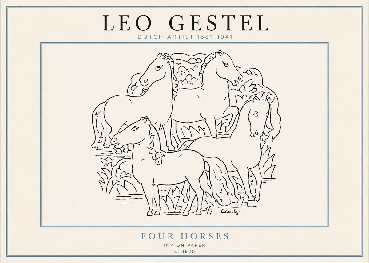 Leo Gestel Four Horses No4 - Affiche