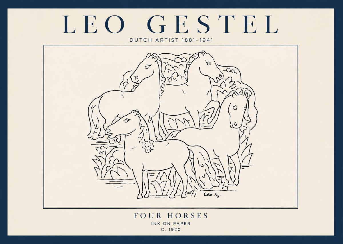 Leo Gestel Four Horses No5 - Affiche