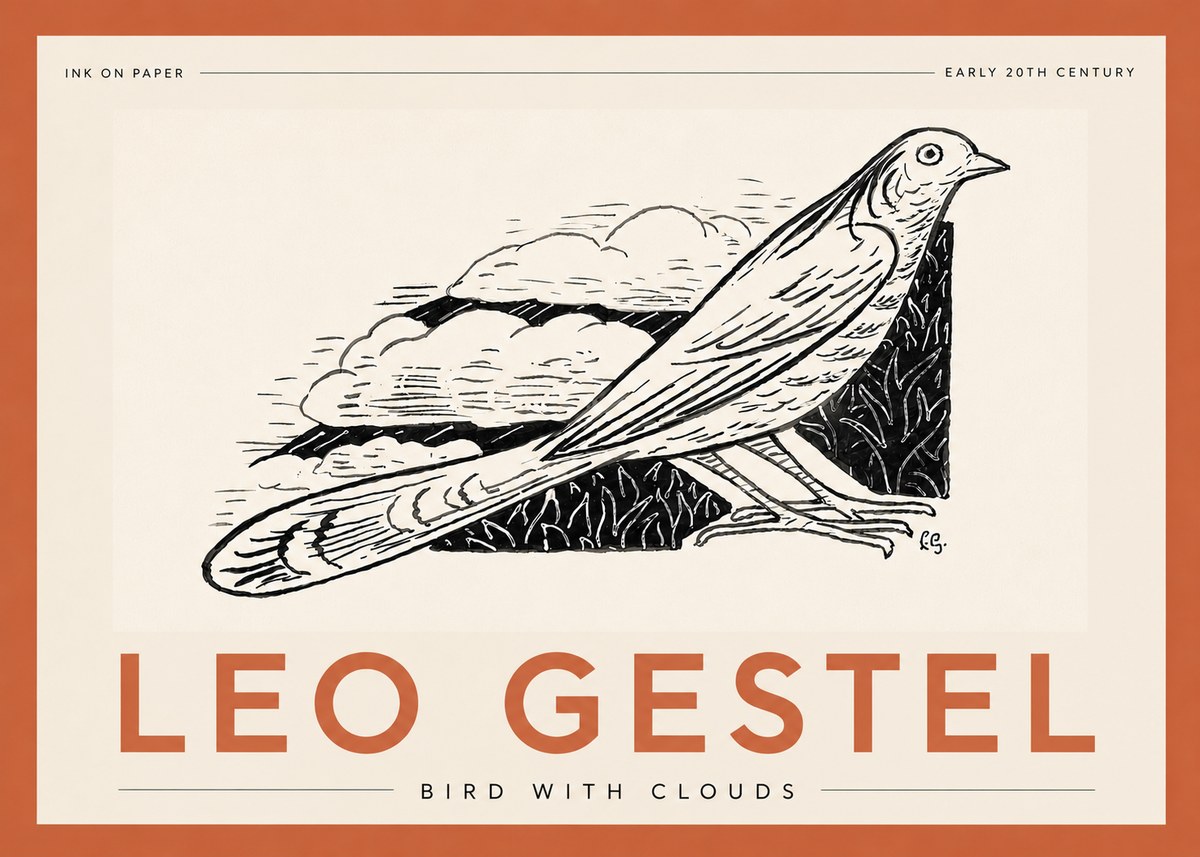 Leo Gestel Bird with Clouds No5 - Affiche