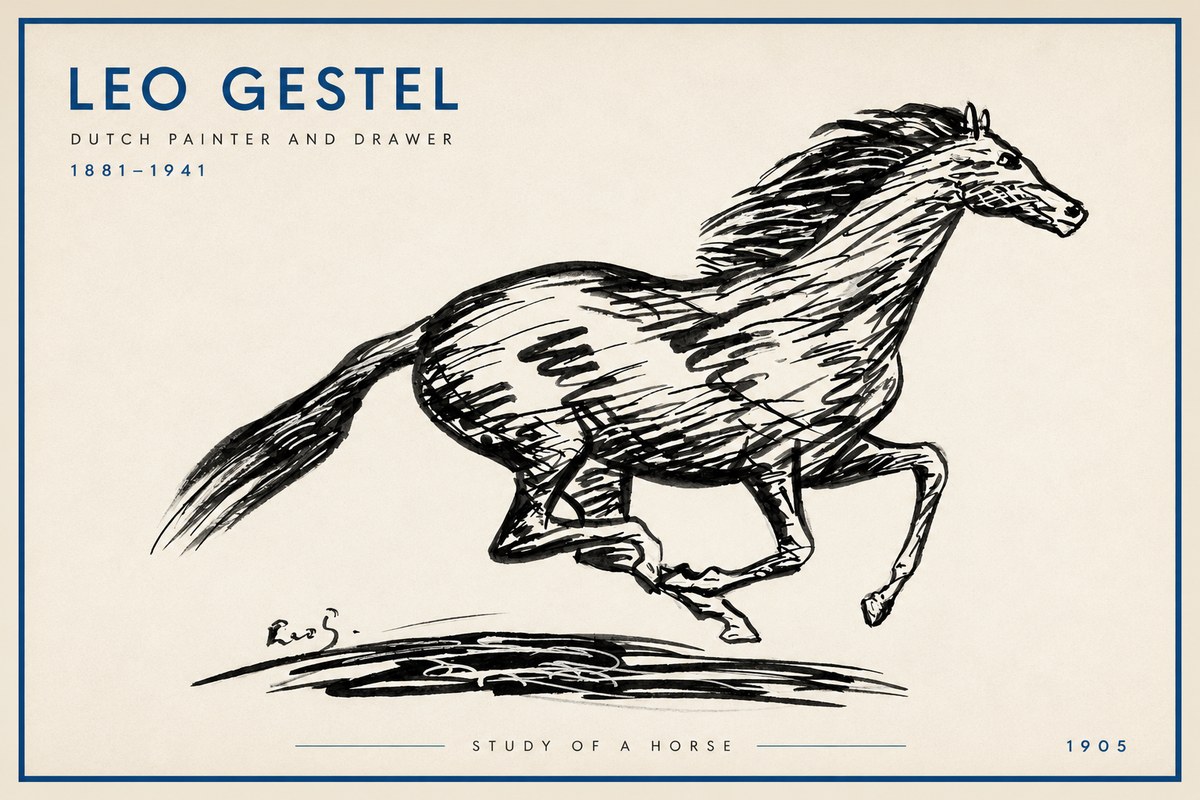 Leo Gestel Study of a Horse No3 - Affiche