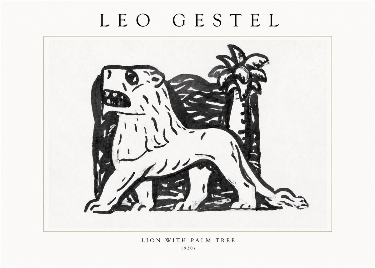 Leo Gestel Lion with Palm Tree No1 - Affiche
