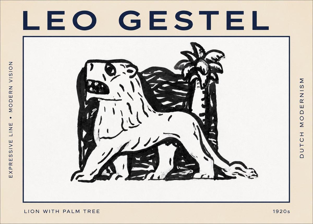 Leo Gestel Lion with Palm Tree No2 - Affiche
