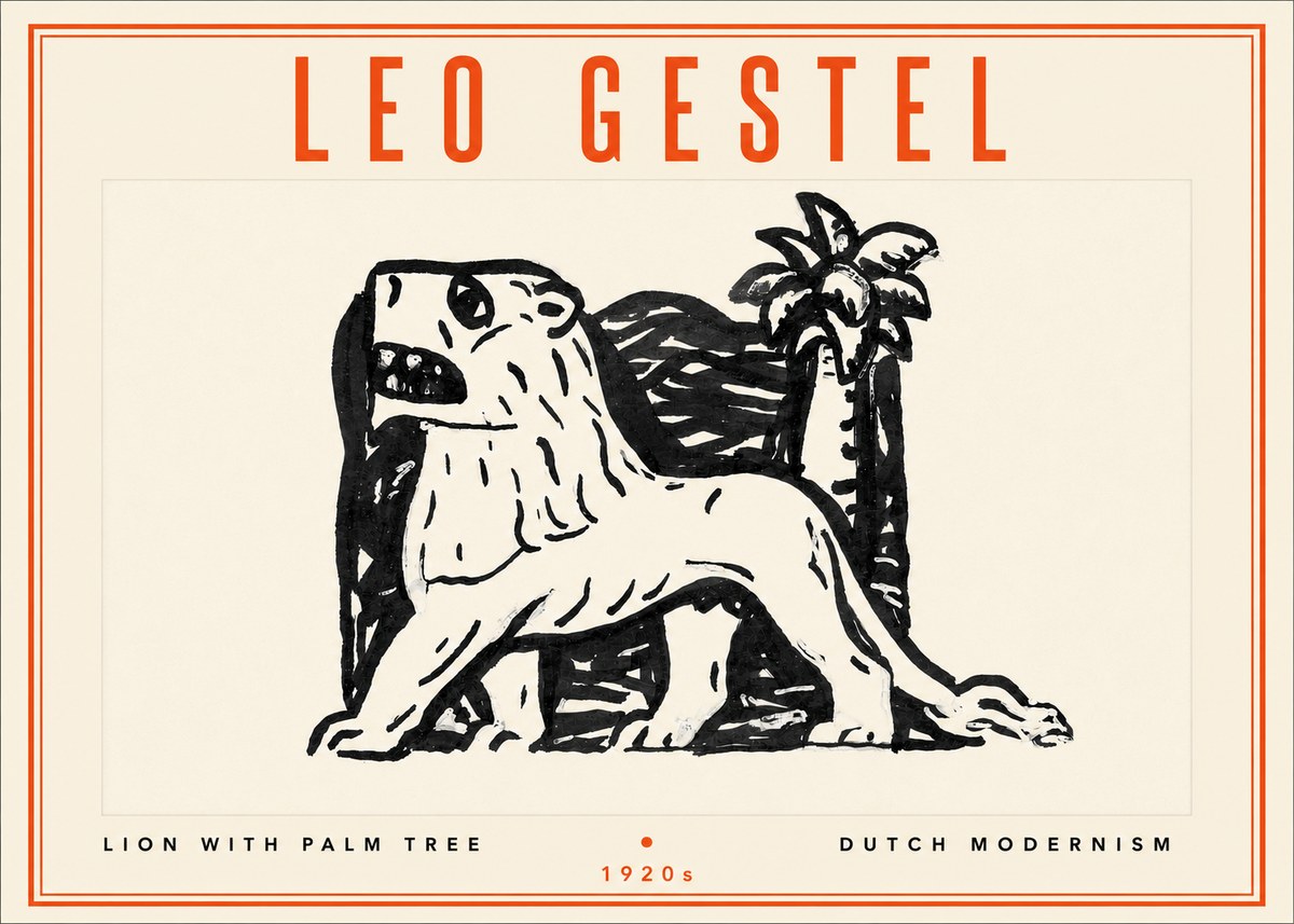 Leo Gestel Lion with Palm Tree No4 - Affiche