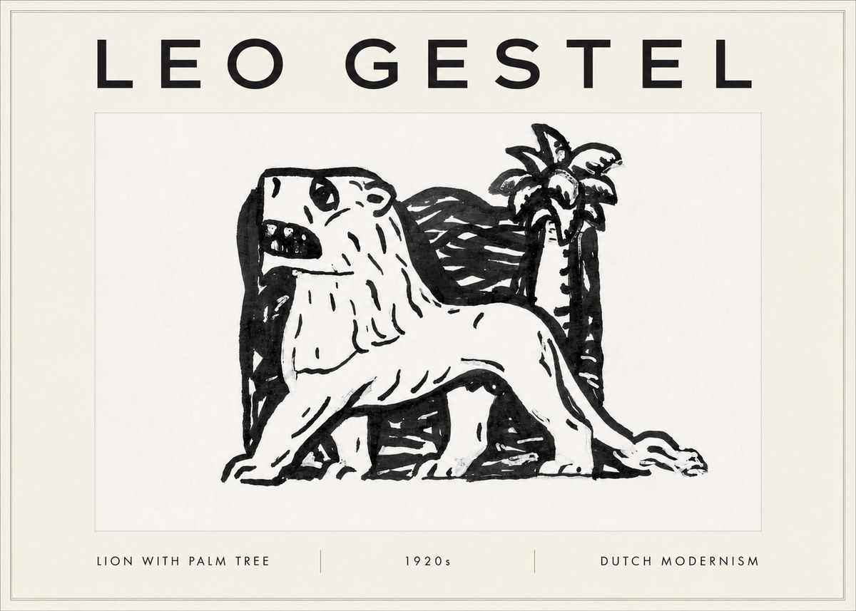 Leo Gestel Lion with Palm Tree No5 - Affiche