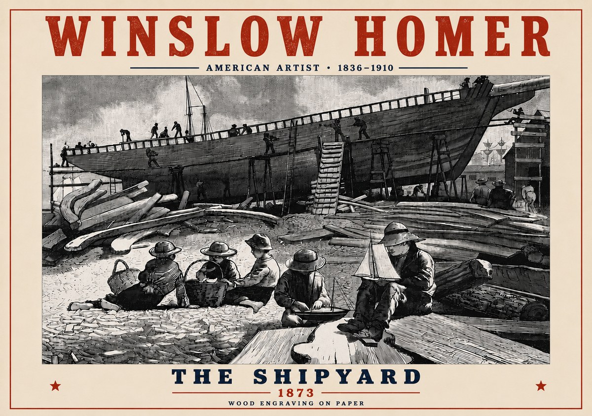Winslow Homer The Shipyard No6 - Affiche