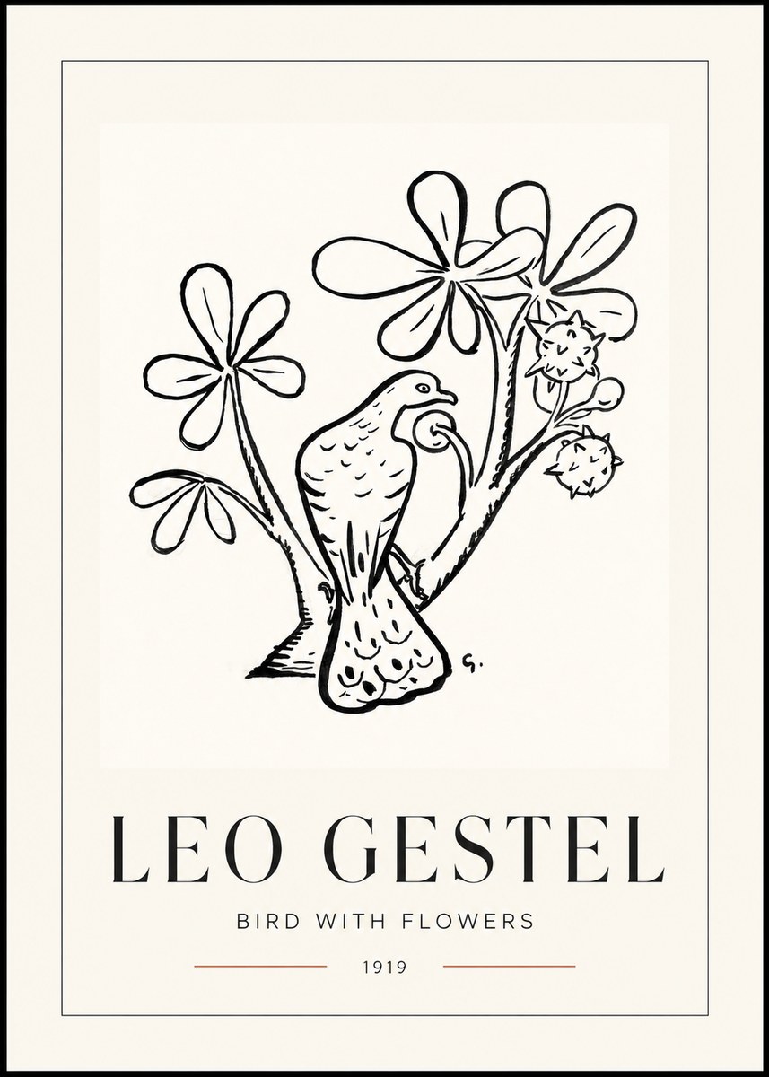 Leo Gestel Bird with Flowers No1 - Affiche