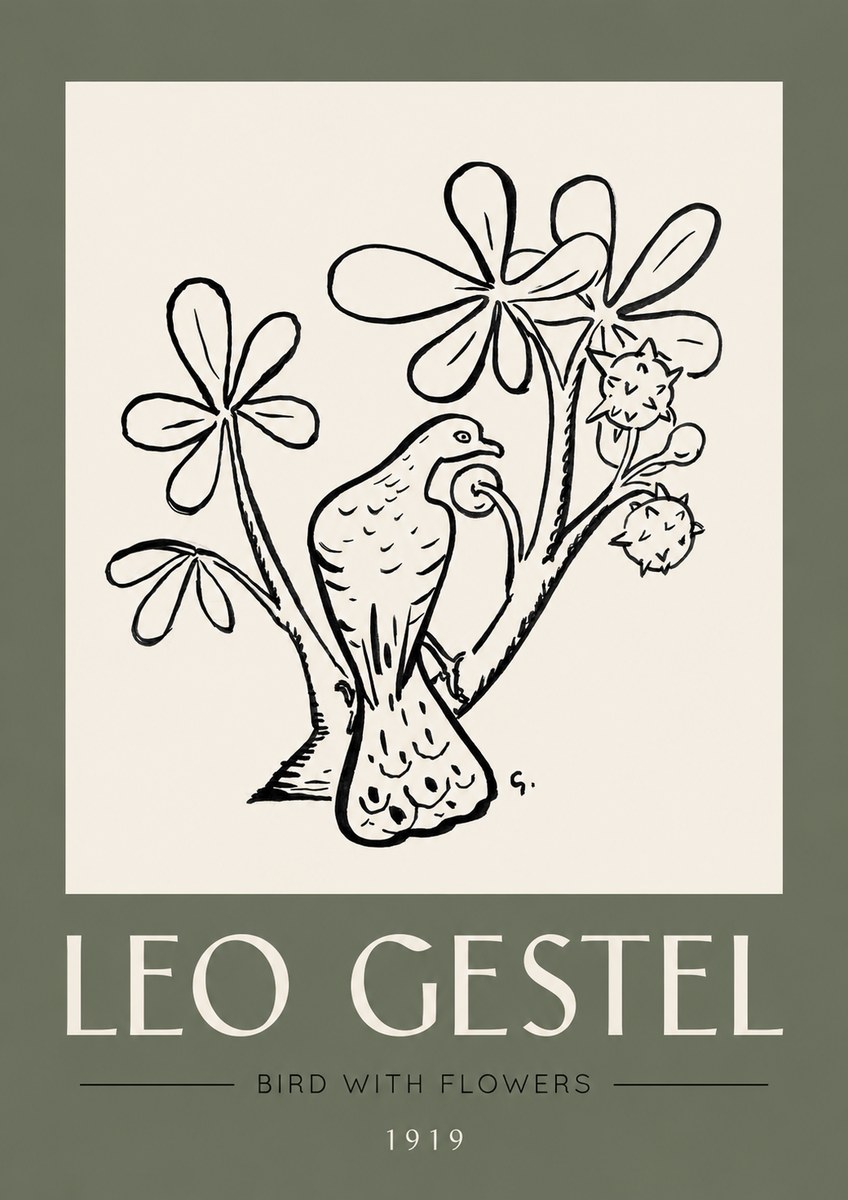 Leo Gestel Bird with Flowers No3 - Affiche