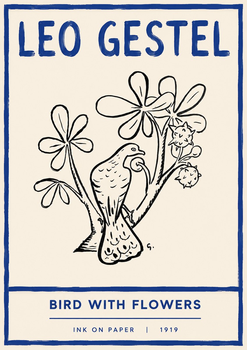 Leo Gestel Bird with Flowers No4 - Affiche