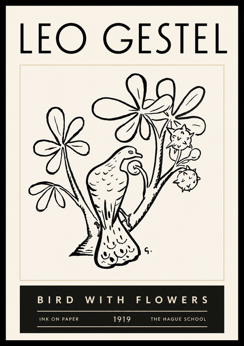 Leo Gestel Bird with Flowers No6 - Affiche