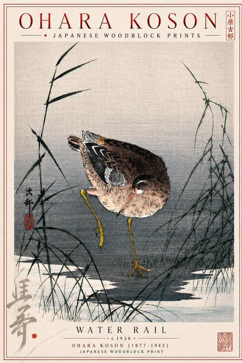Ohara Koson Water Rail No4 - Affiche