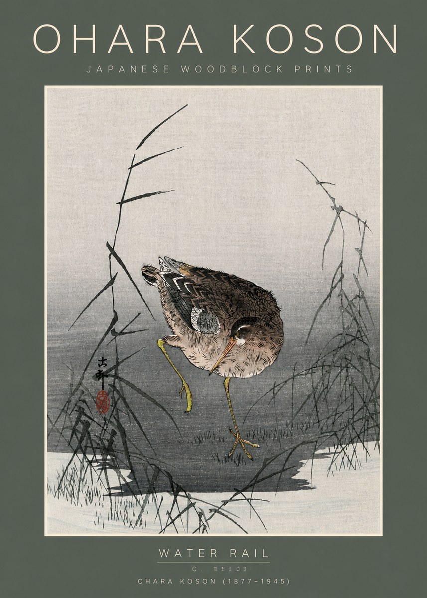 Ohara Koson Water Rail No5 - Affiche