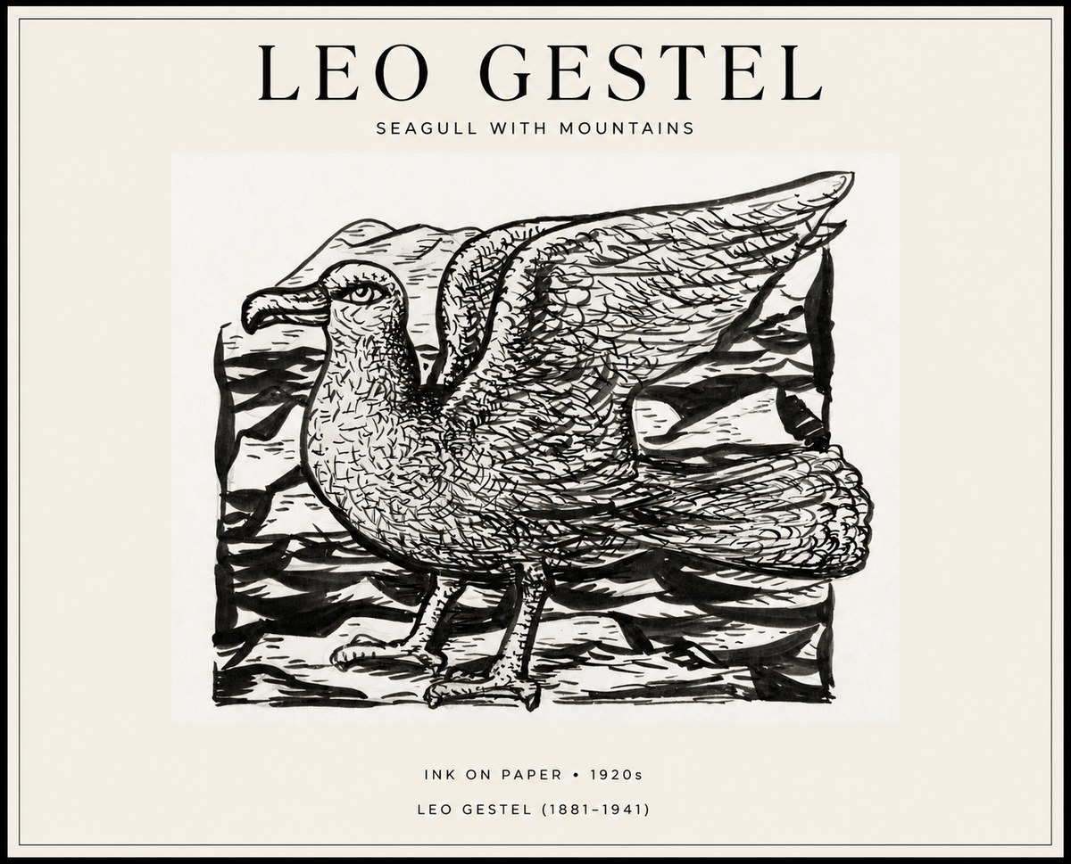 Leo Gestel Seagull with Mountains No1 - Affiche