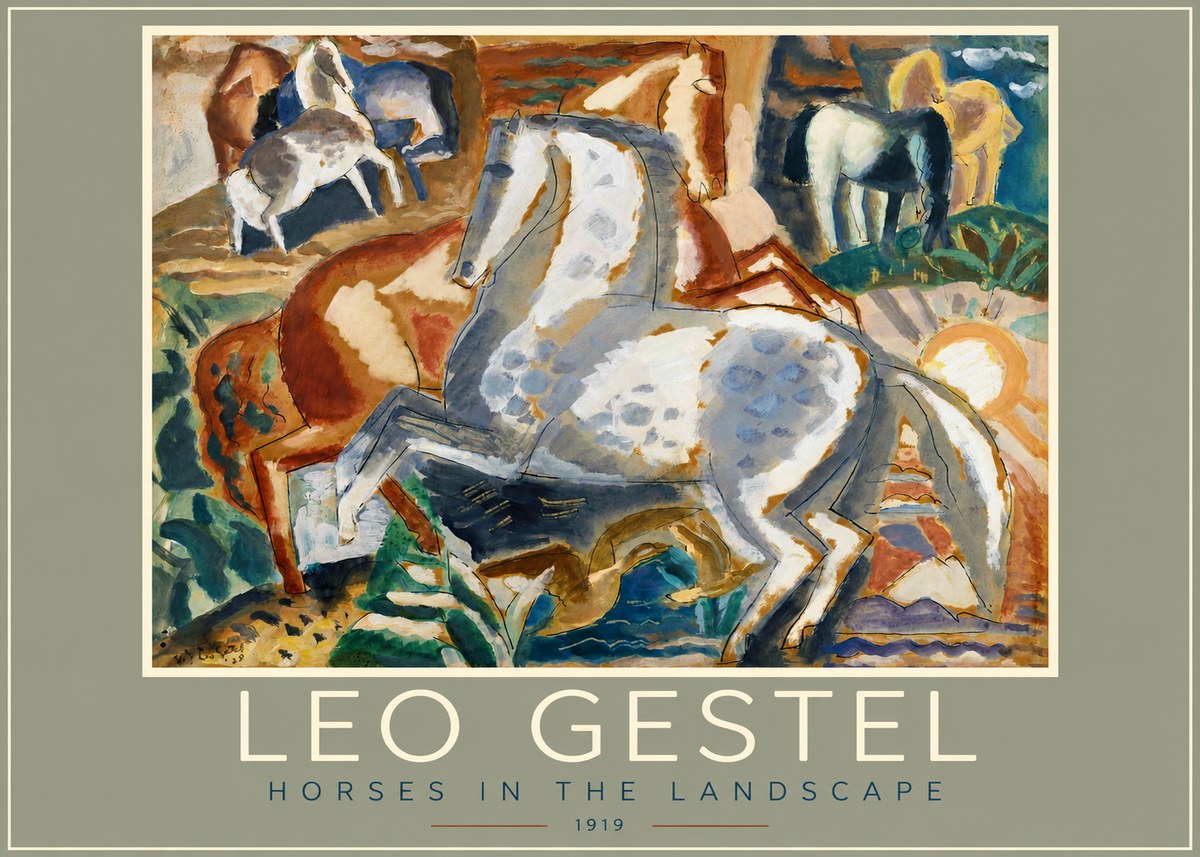 Leo Gestel Horses in the Landscape No2 - Affiche
