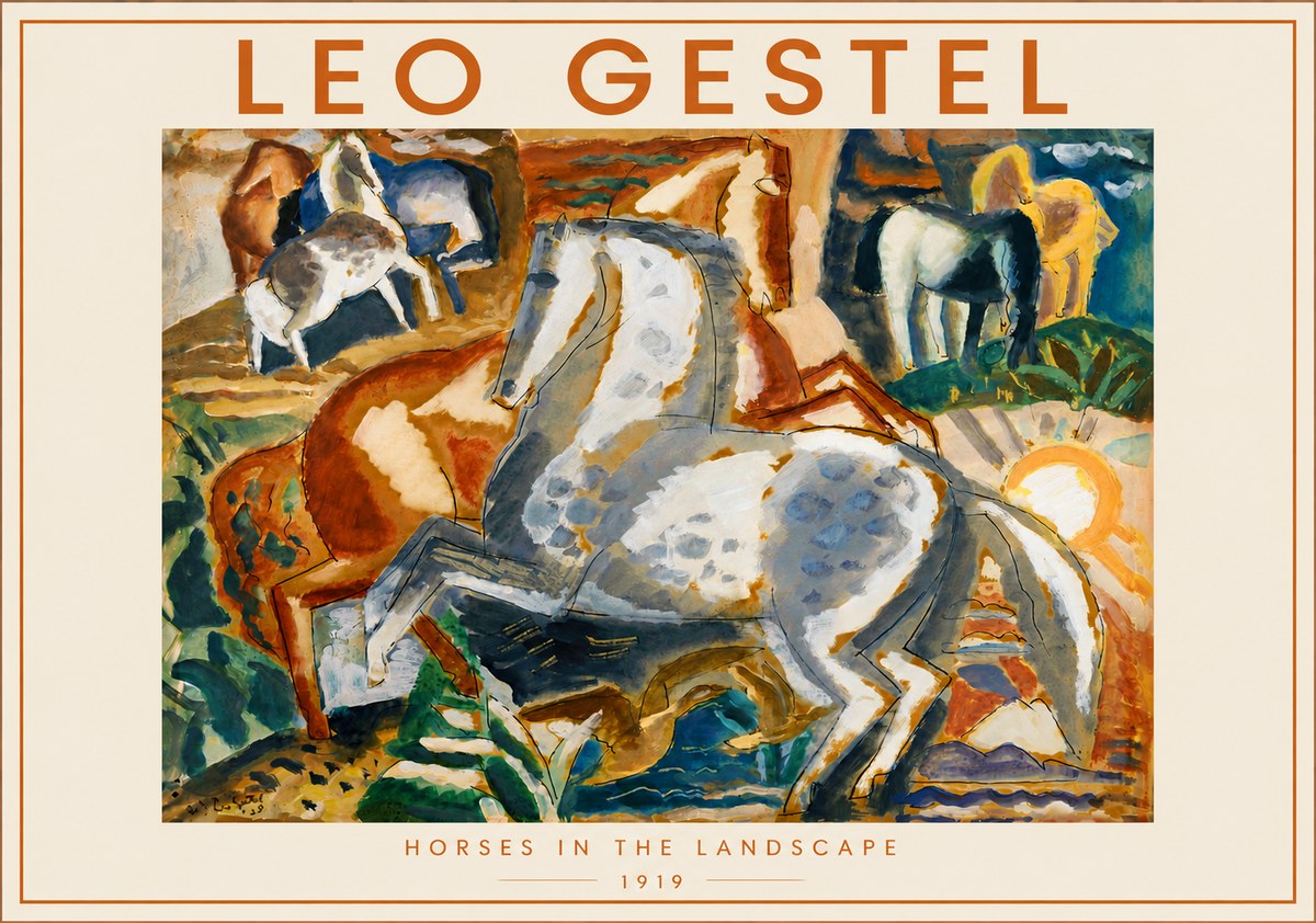 Leo Gestel Horses in the Landscape No6 - Affiche