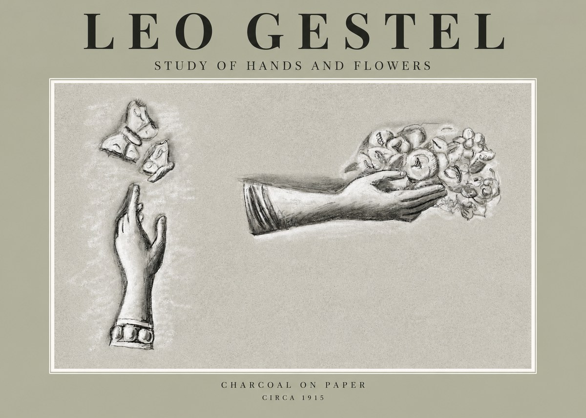 Leo Gestel Study of Hands and Flowers No2 - Affiche