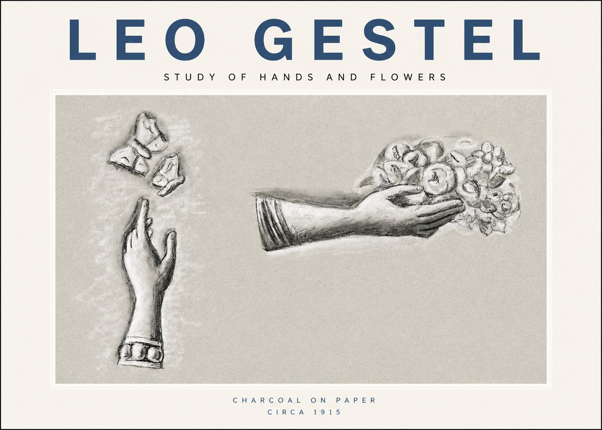 Leo Gestel Study of Hands and Flowers No3 - Affiche