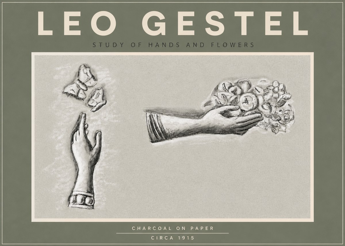 Leo Gestel Study of Hands and Flowers No5 - Affiche