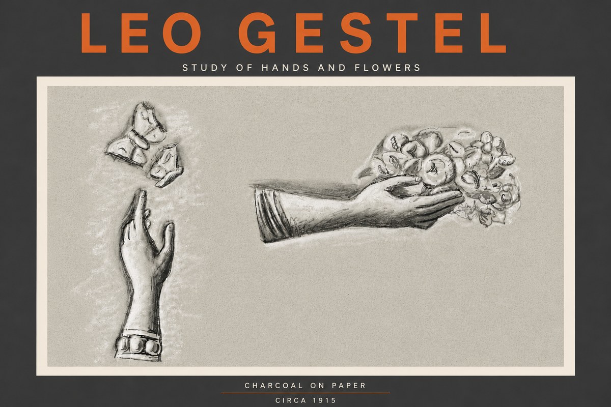 Leo Gestel Study of Hands and Flowers No6 - Affiche