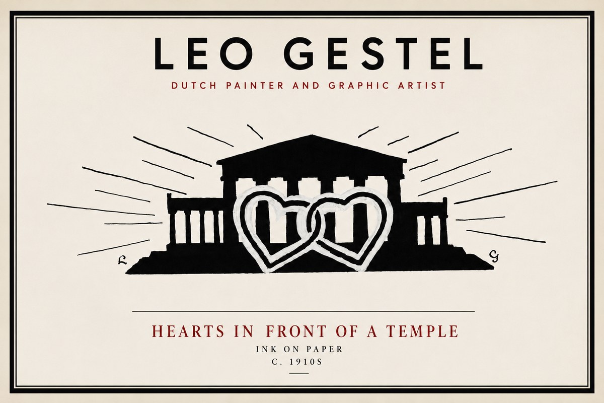 Leo Gestel Hearts in Front of a Temple No4 - Affiche