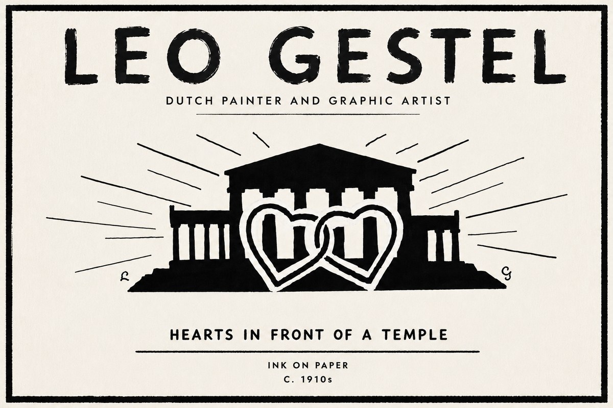 Leo Gestel Hearts in Front of a Temple No6 - Affiche