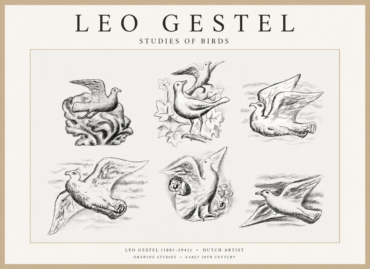 Leo Gestel Studies of Birds No1 - Affiche
