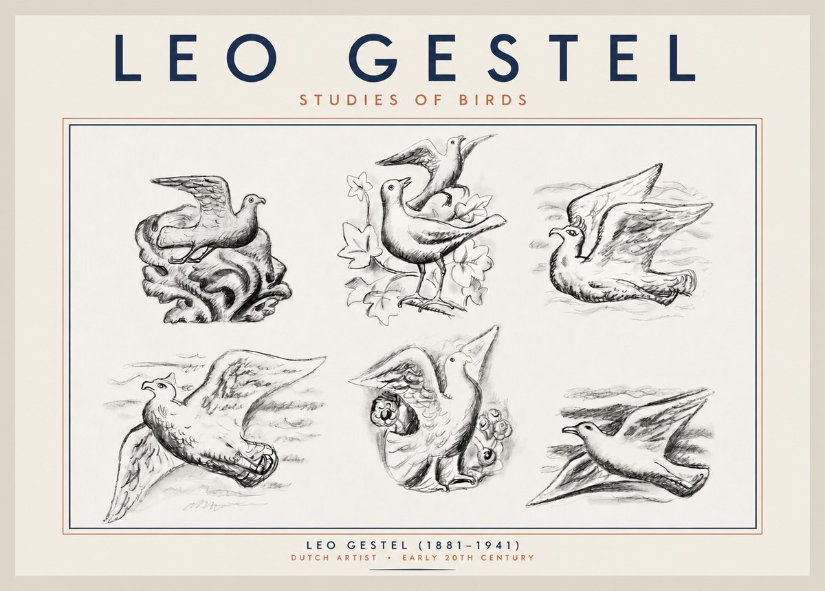 Leo Gestel Studies of Birds No2 - Affiche