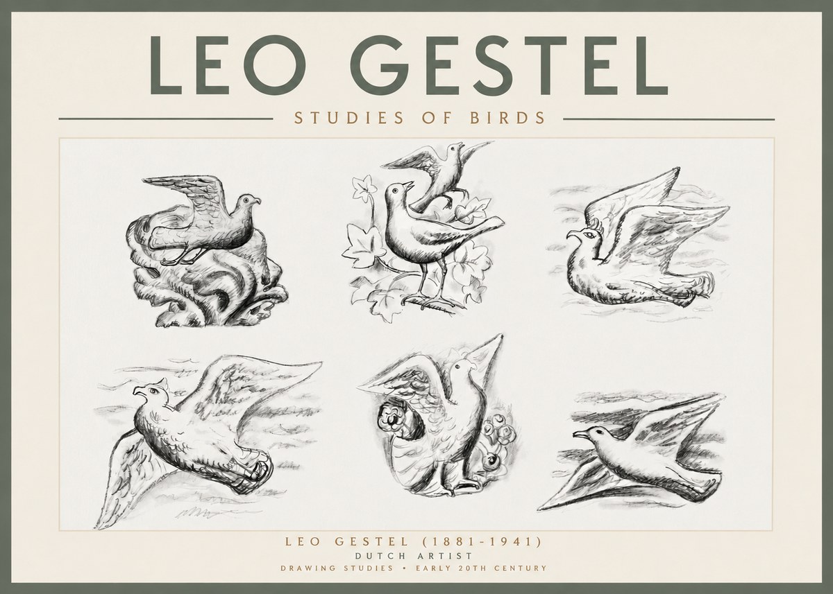 Leo Gestel Studies of Birds No3 - Affiche