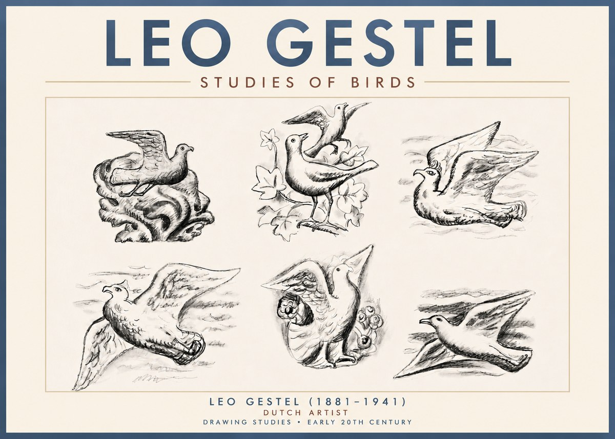 Leo Gestel Studies of Birds No4 - Affiche