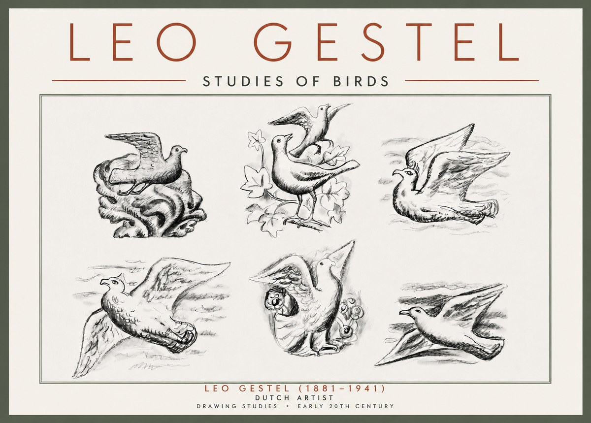 Leo Gestel Studies of Birds No5 - Affiche