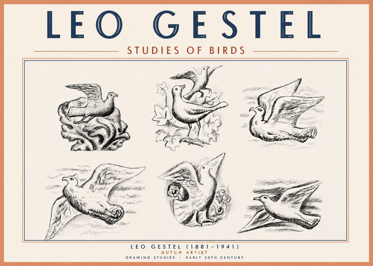 Leo Gestel Studies of Birds No6 - Affiche