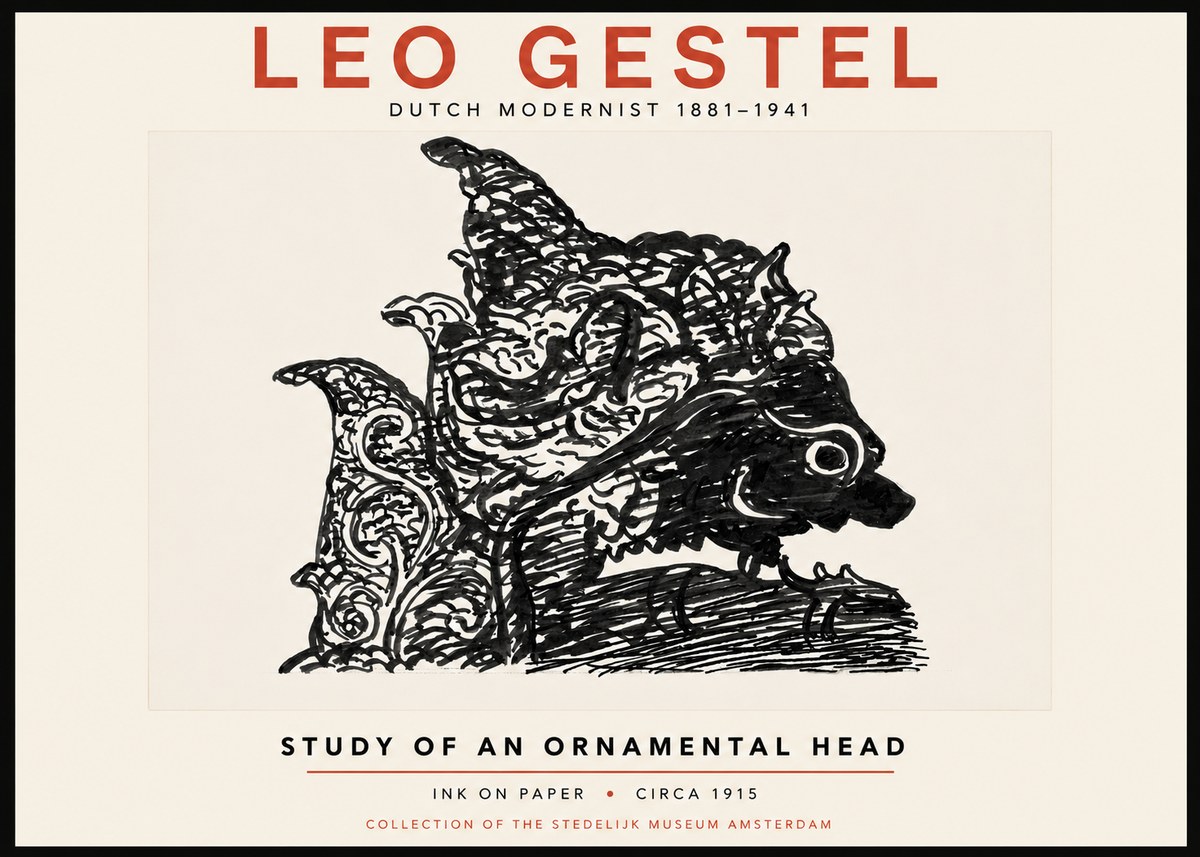 Leo Gestel Study of an Ornamental Head No4 - Affiche
