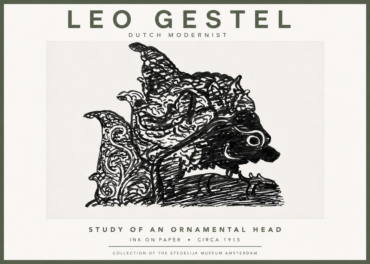 Leo Gestel Study of an Ornamental Head No5 - Affiche