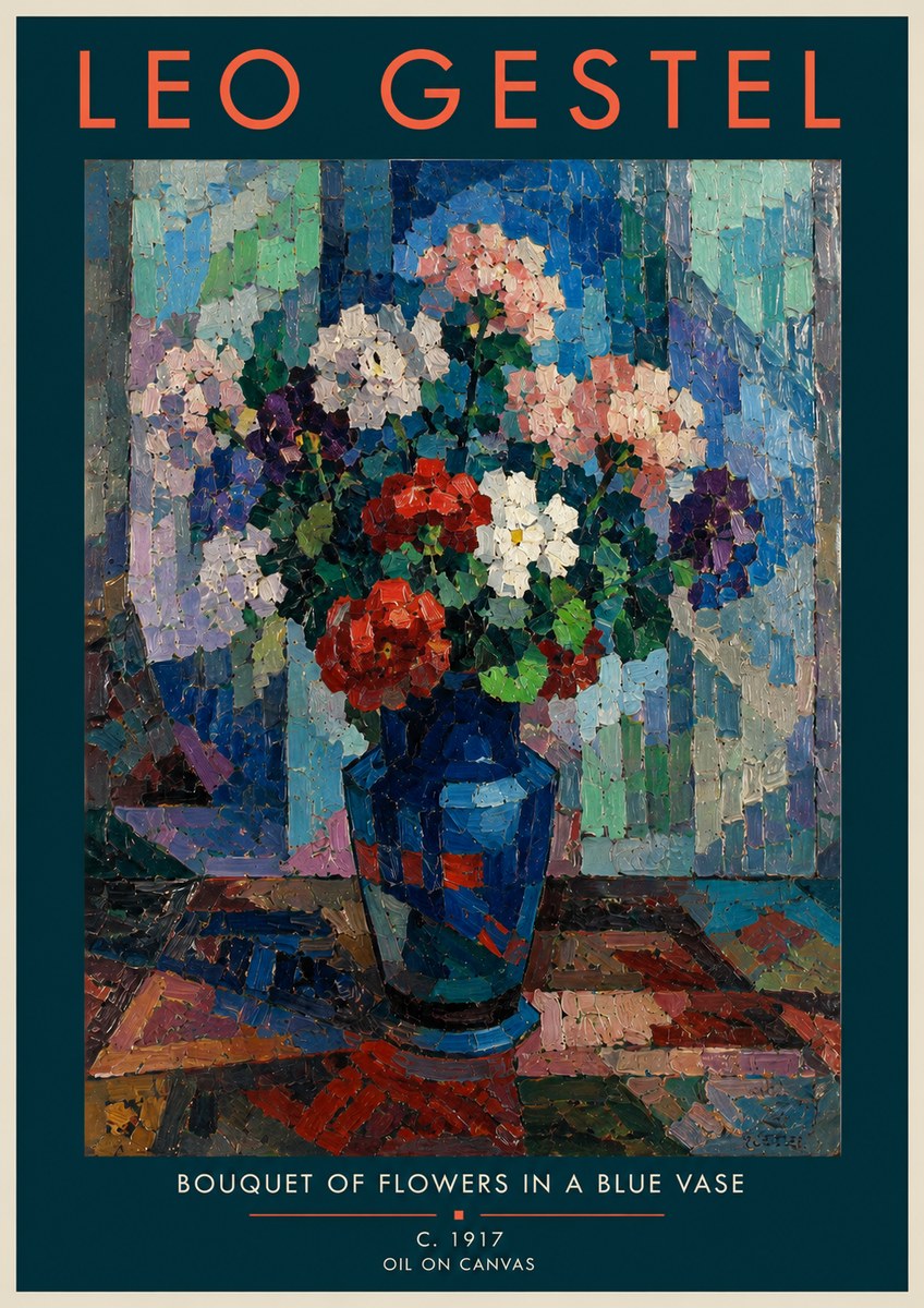 Leo Gestel Bouquet of Flowers in a Blue Vase No2 - Affiche