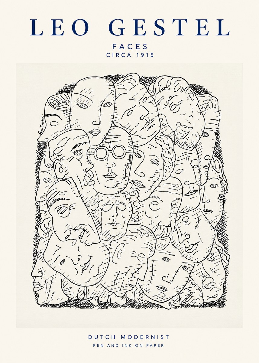 Leo Gestel Heads Ink Drawing No2 - Affiche
