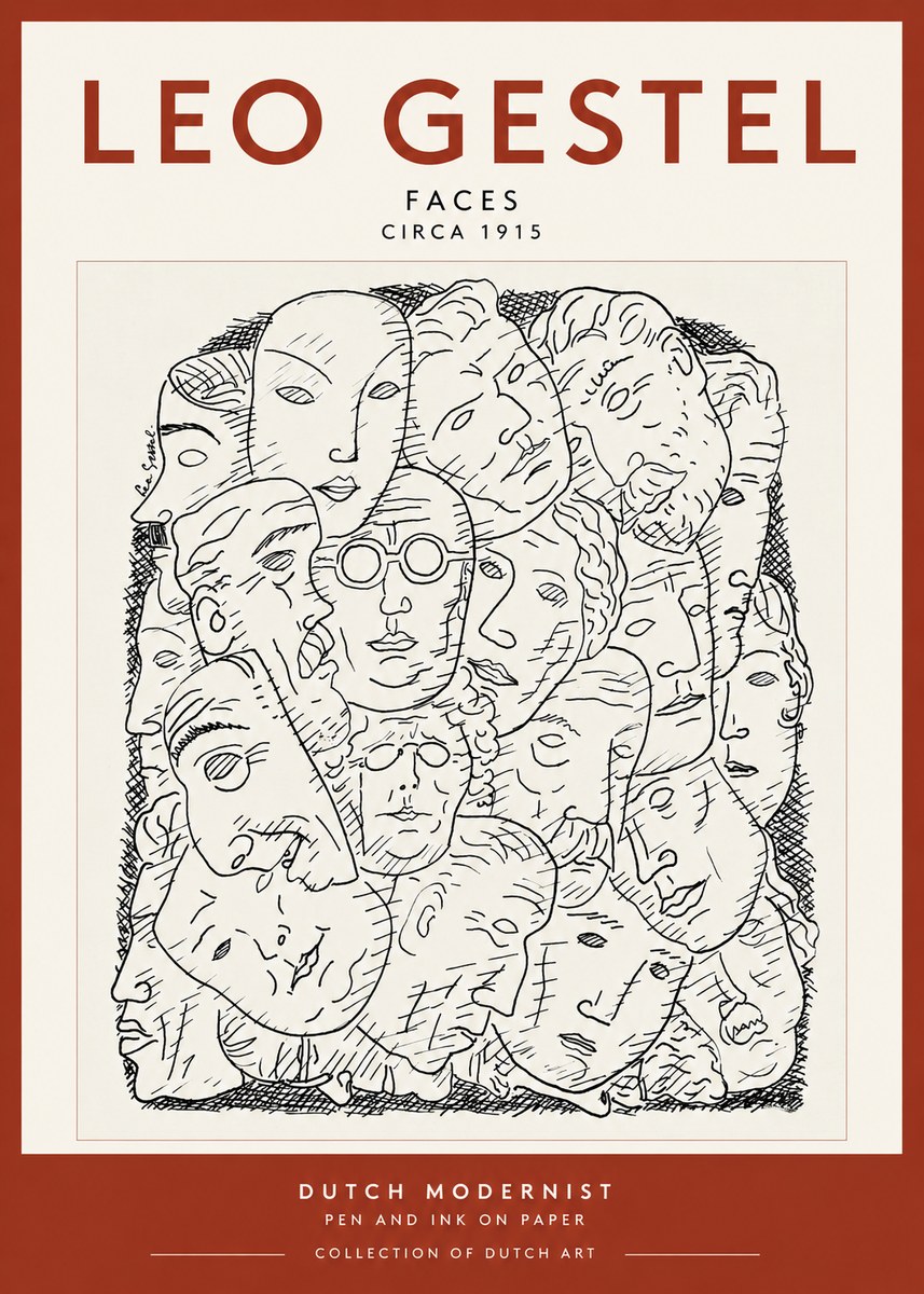 Leo Gestel Heads Ink Drawing No3 - Affiche