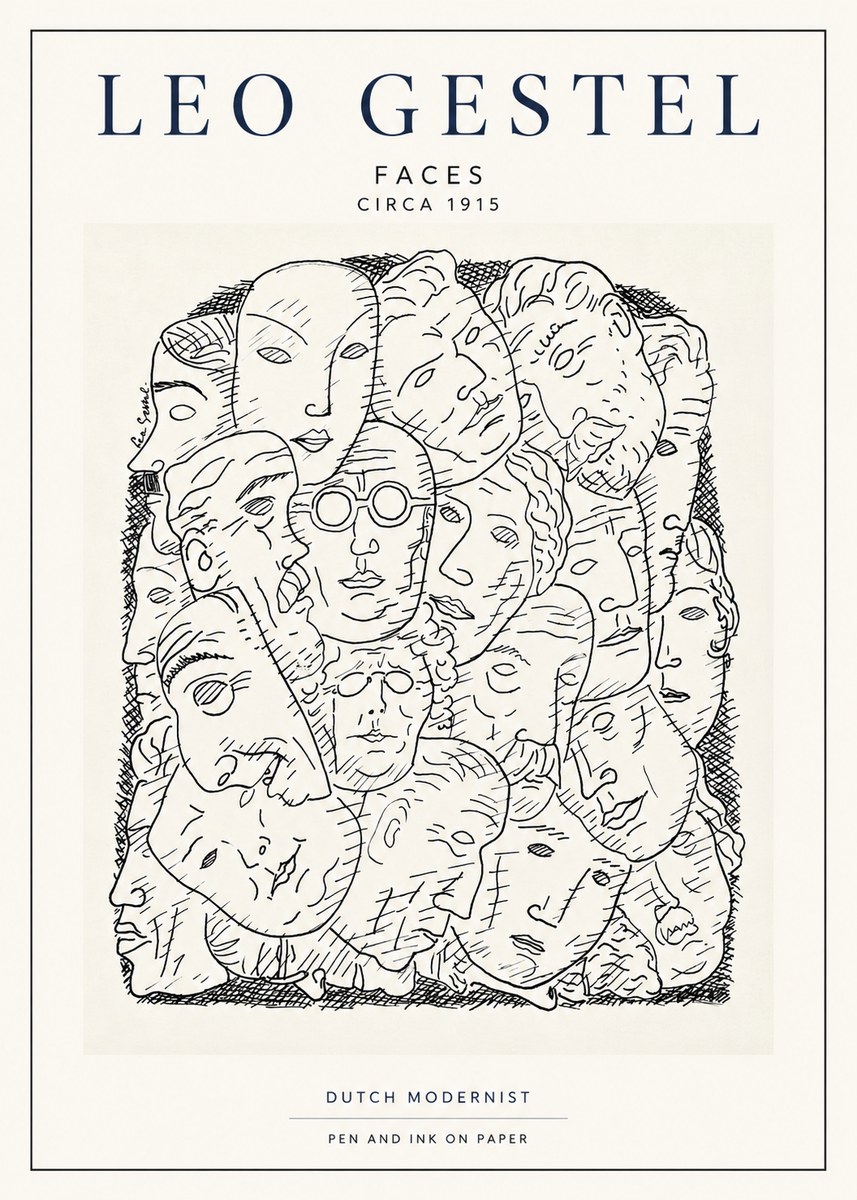 Leo Gestel Heads Ink Drawing No4 - Affiche